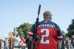 Gun rights supporters and militia members attended the annual Constitution Day - Second Amendment rally held at the Michigan State Capitol building in Lansing, Michigan on September 17, 2020 in mass. Most attendees open carried long rifles and handguns as