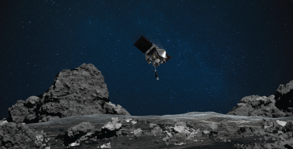 Artist concept of OSIRIS REx at Bennu. Image: NASA/Goddard/University of Arizona​