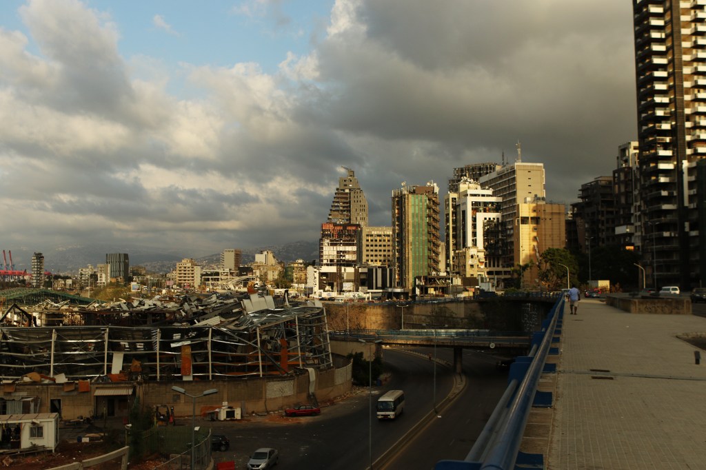 The Beirut port is pictured next to the neighborhoods of Gemmayzeh and Mar Mikhael