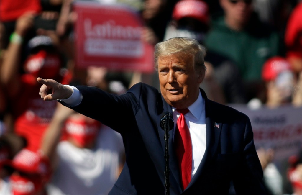 U.S. President Donald Trump speaks during a campaign rally on October 28, 2020 in Bullhead City, Arizona.