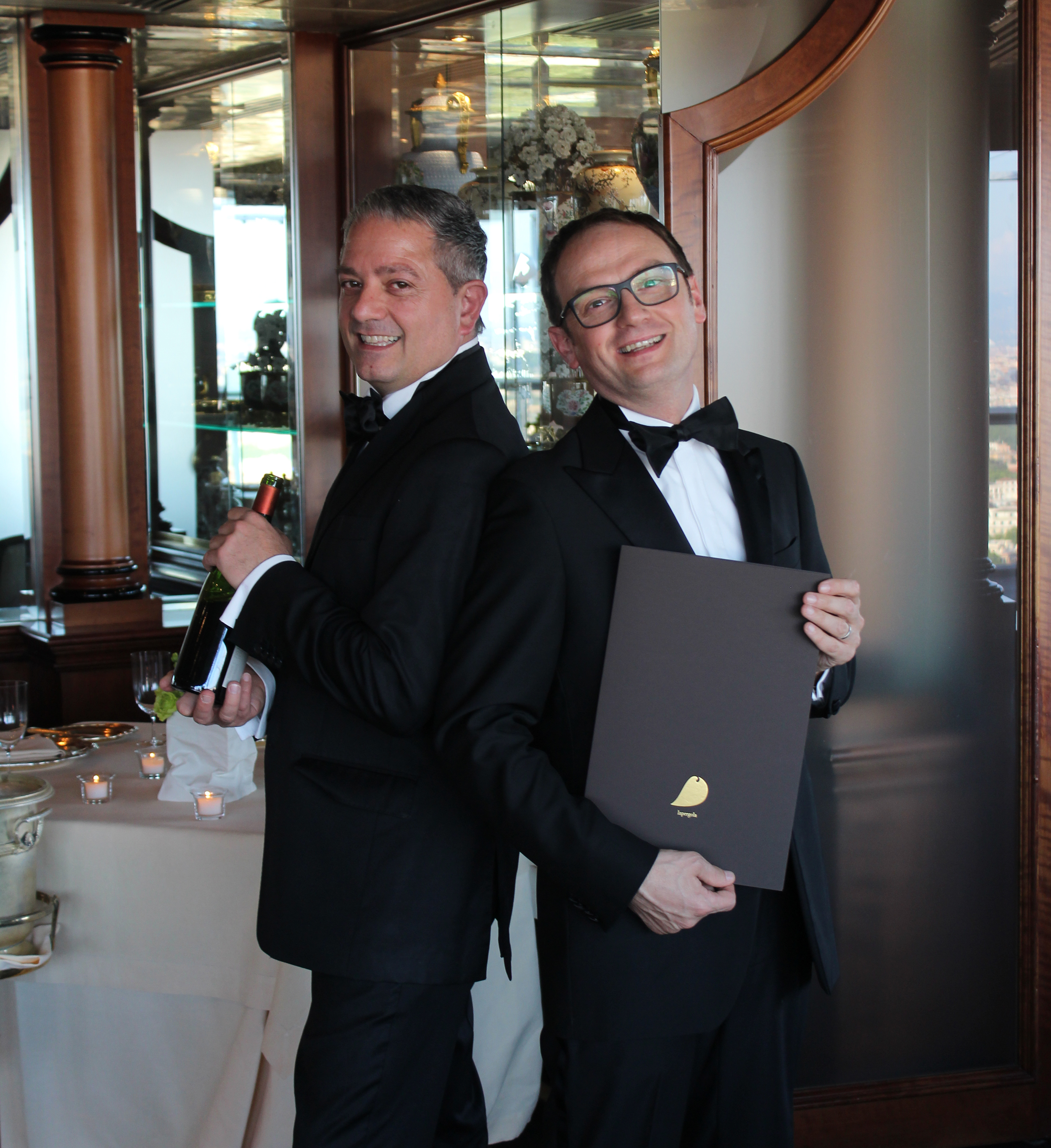 Marco Reitano (sommelier) and Simone Pinoli (maître d) from La Pergola.