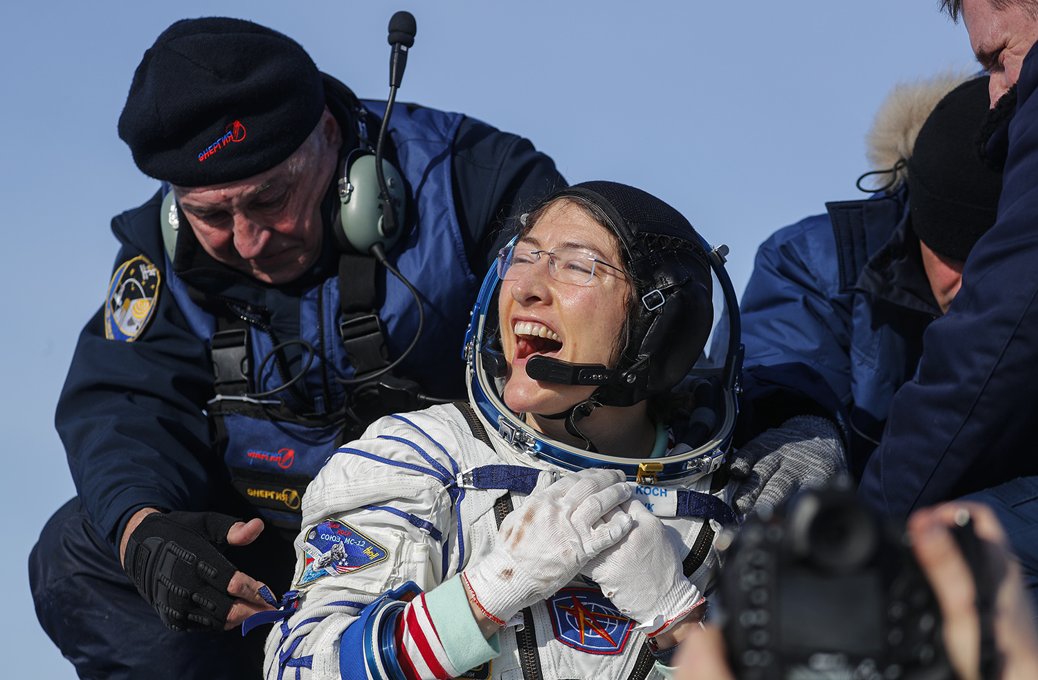 NASA Astronaut Christina Koch returns to Earth from the ISS in 2020.