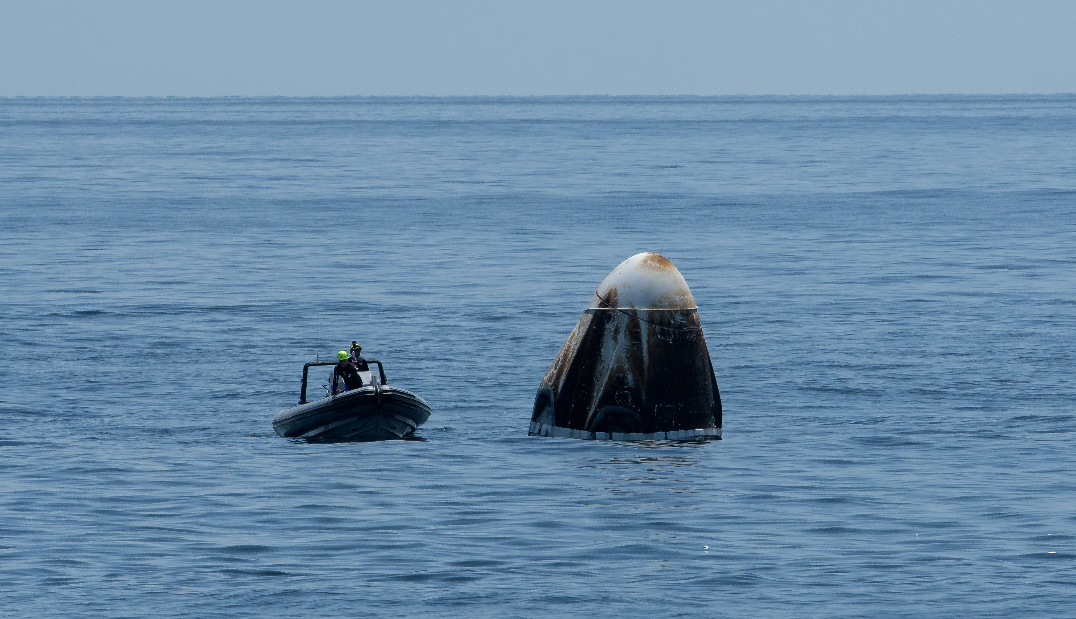 SpaceX's Crew Dragon capsule splashes down in August of 2020.