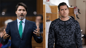 ​Justin Trudeau speaking in the House of Commons recently. Dan Levy's character in CBC's 'Schitt's Creek' gives someone the side-eye.