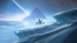 A Destiny 2 Guardian sitting on an icy cliff of Europa