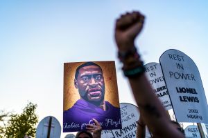 Protesters march during a demonstration after the release on bail of former police officer, Derek Chauvin, in Saint Paul, Minnesota, on October 8, 2020.​