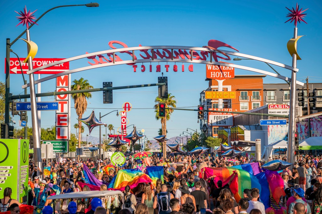 The Gay Pride Parade held in Downtown Las Vegas, Nevada, 2019. (Sipa via AP Images)