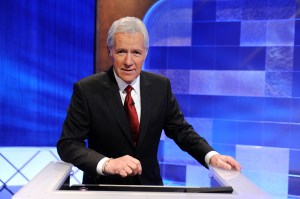 alex trebek on the set of jeopardy