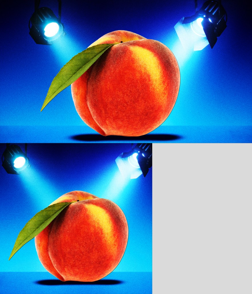 An illustration of a spotlight on a peach, representative of the nation's attention on Georgia's upcoming elections