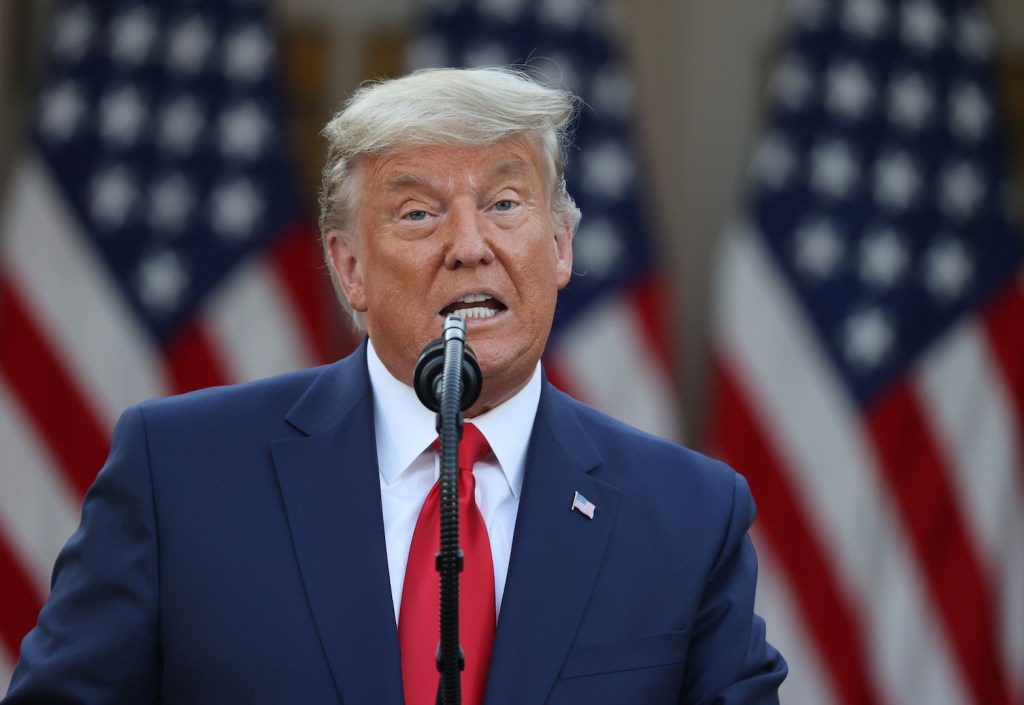 U.S. President Donald Trump speaks about Operation Warp Speed in the Rose Garden at the White House on November 13, 2020 in Washington, DC.