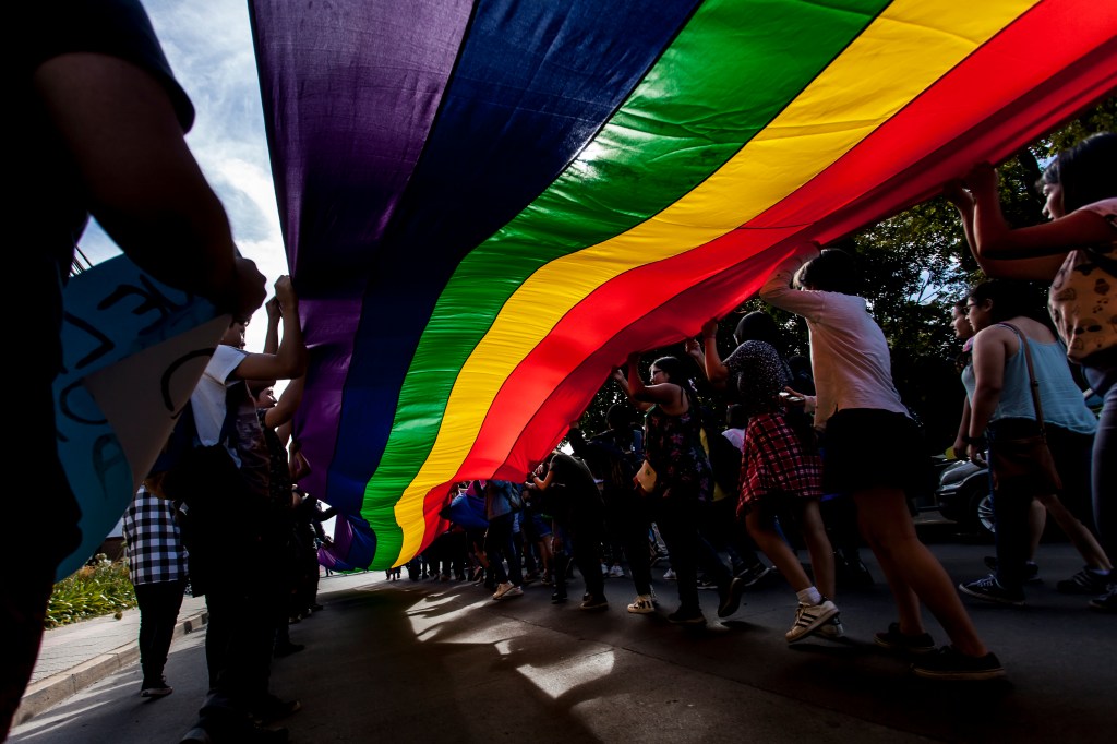 Members of social organizations representing the LGBTQ community marched in Osorno in March 2019​ to commemorate sexual diversity, and protest against homophobic attacks in Chile.