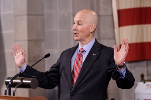 Nebraska Gov. Pete Ricketts speaks at a news conference in Lincoln, Neb., Friday, May 1, 2020. Expanded testing for COVID-19 will start on Monday in Omaha and Grand Island.