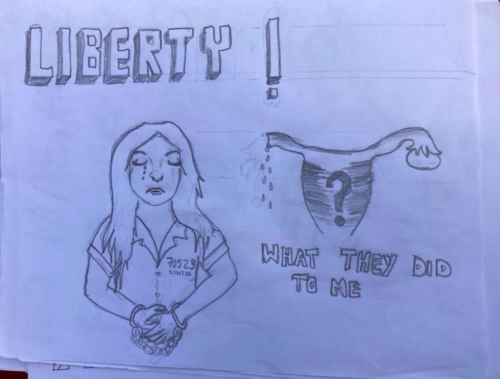 ​Artwork depicting abuse created by women detained at the Irwin County Detention Center in Ocilla, Georgia.