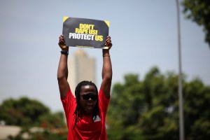 A #MeToo protester in Abuja.