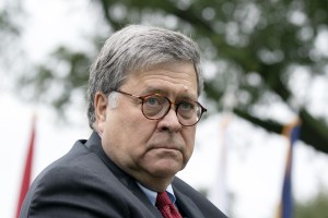 William Barr, U.S. attorney general, arrives for the announcement of U.S. President Donald Trump's nominee for associate justice of the U.S. Supreme Court during a ceremony in the Rose Garden of the White House in Washington, D.C., U.S., on Saturday, Sept