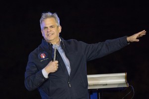 Austin Mayor Steve Adler speaks during Beto O'Rourke's campaign launch rally in front of the Texas Capitol building on March 30, 2019 in Austin, Texas.