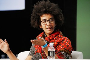 Google AI Research Scientist Timnit Gebru speaks onstage during Day 3 of TechCrunch Disrupt SF 2018