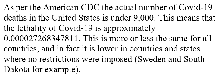 Screenshot of a letter posted on Liberty Network that falsely claimsthere have only been 9,000 deaths from COVID-19 in the U.S.