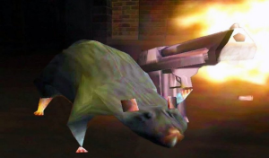 A beautiful low poly rat with a desert eagle.