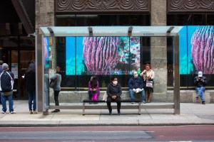 People waiting at bus stop