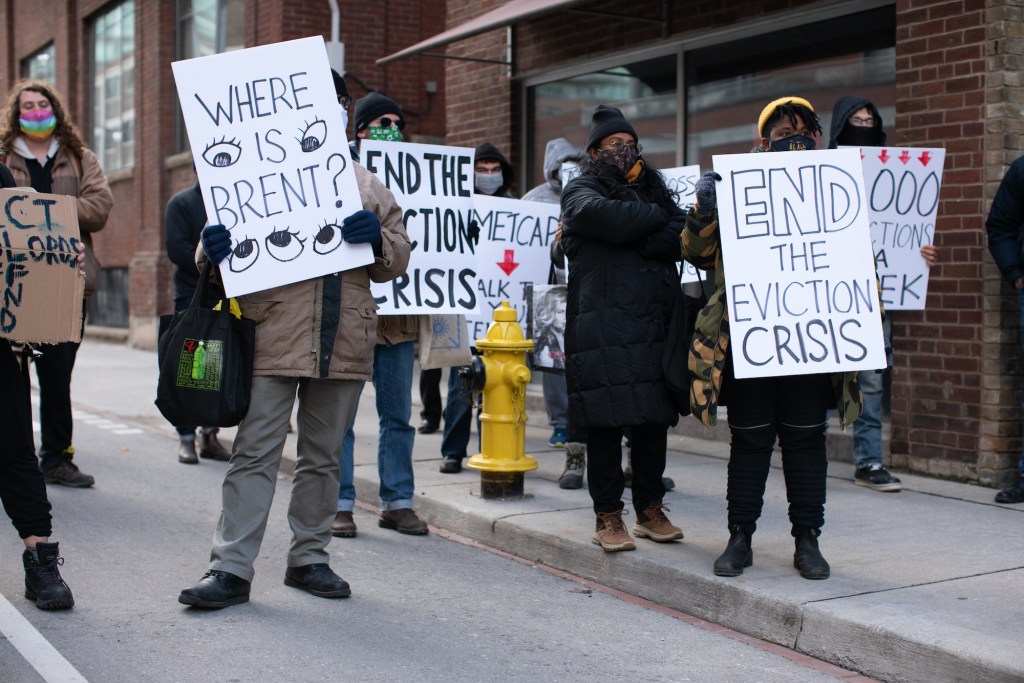 Protesters at a recent event in Toronto.