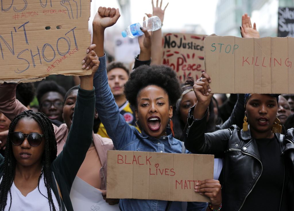 BLM demonstrators march in London in July. Photo: DANIEL LEAL-OLIVAS/AFP via Getty Images