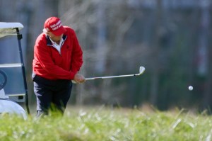 President Donald Trump plays golf at Trump National Golf Club in Sterling, Va., Nov. 28, 2020.