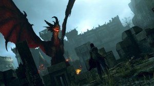 A rampaging dragon soars in Demons Souls