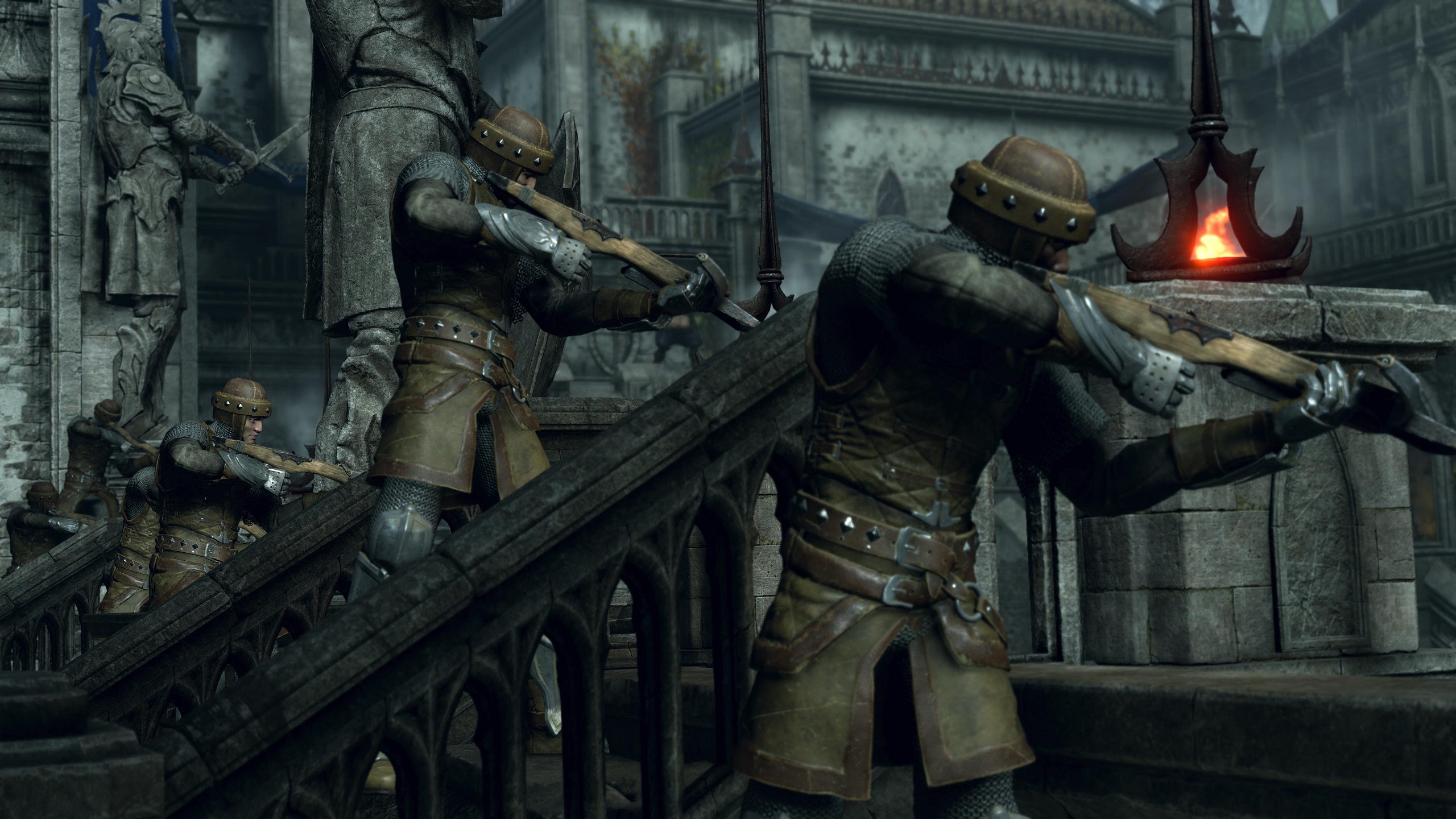 Crossbowmen in Demon's Souls firing down on the player from above