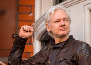 File photo dated 19/05/17 of Julian Assange speaking from the balcony of the Ecuadorian embassy in London.