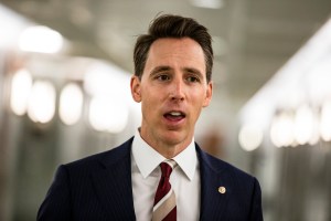 Senator Josh Hawley (R-MO) makes a statement after voting in the Judiciary Committee to move the nomination of Judge Amy Coney Barrett to the Supreme Court out of committee and on to the Senate for a full vote on October 22, 2020 in Washington, DC.