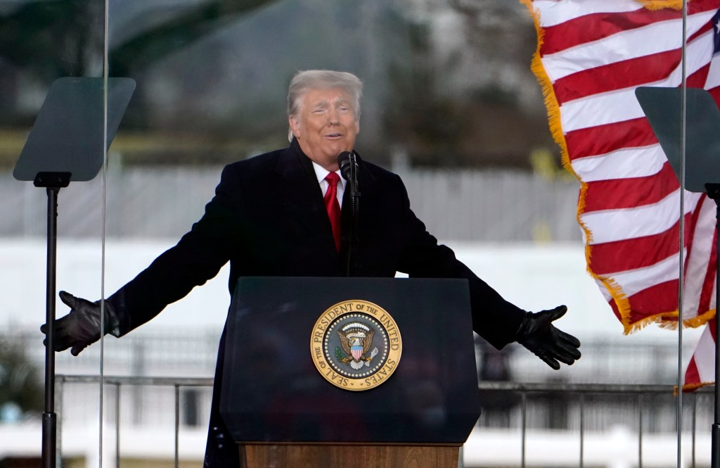 President Donald Trump arrives to speak at a rally Wednesday, Jan. 6, 2021, in Washington. (AP Photo/Jacquelyn Martin)