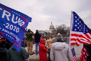 Supporters of U.S. President Donald Trump gather near the U.S. Capitol building during the protest. Pro-trump supporters stormed U.S. Capitol building in Washington, after the U.S. President-elect Joe Biden condemned what he called "insurrection" at the U