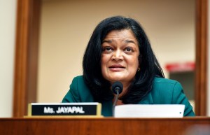 Rep. Pramila Jayapal, D-Wash., speaks during a House Judiciary subcommittee on antitrust on Capitol Hill in a Wednesday, July 29, 2020,file photo, in Washington. (Mandel Ngan/Pool via AP, File)