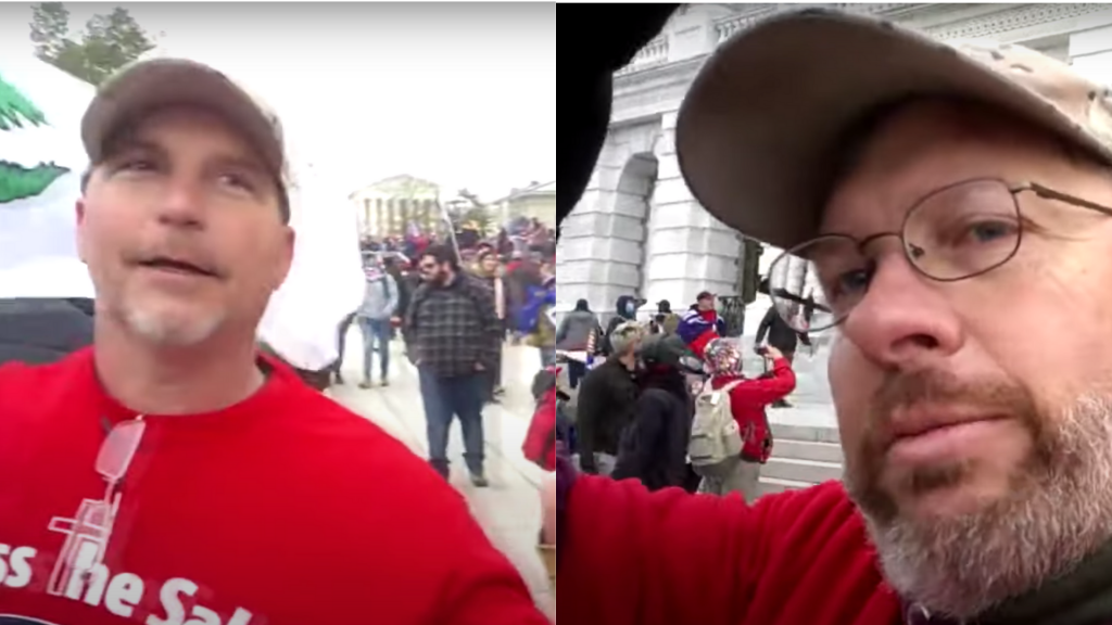 Clay Parker (left) and Bobby Lee (right), both members of the Salt and Light Brigade​ (Screenshots via videos posted to YouTube)