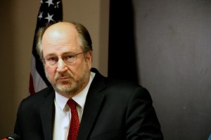 Alaska Attorney General Kevin Clarkson addresses reporters during a news conference Friday, March 13, 2020, in Anchorage, Alaska.