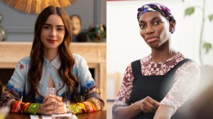 lily collins in netflix's emily in paris, next to michaela coel in hbo's i may destroy you