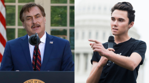 From left to right: Mike Lindell (AP Photo/Alex Brandon)​; David Hogg (Photo By Tom Williams/CQ Roll Call via AP Images)