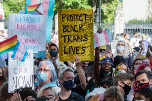 Protesters at London's second Trans Pride march in September 2020.