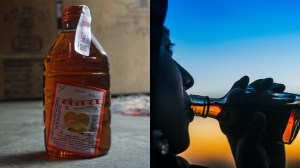 illicit alcohol produced in India and a person drinking alcohol