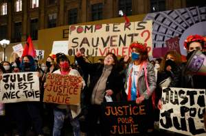 Protestors gather in support of Julie in France.