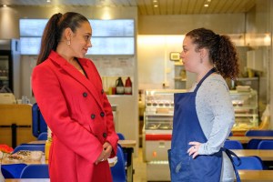 Justine Littlewood (Montanna Thompson) and Tracy Beaker (DANI HARMER​).