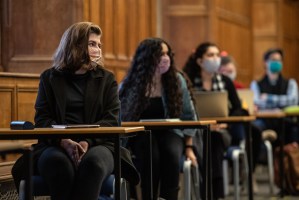 ​Masked students sit during a socially-distanced class at Oxford University last November. Photo: Laurel Chor/Getty Images​)