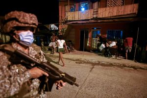 Colombian Marine Infantry soldiers patrol the streets of Buenaventura, Colombia