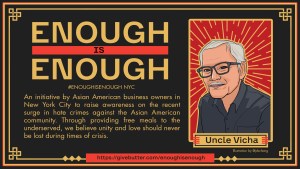 header image for new york city's #enoughisenough campaign, which will provide meals to underserved communities for lunar new year in honor of vicha ratanapakdee