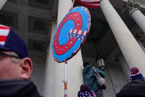 Crowds gather outside the U.S. Capitol for the "Stop the Steal" rally on January 06, 2021 in Washington, DC.