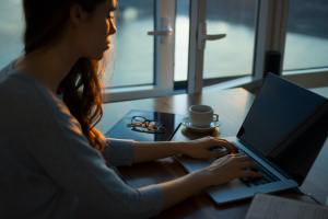 woman working with her laptop computer