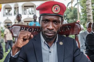 Ugandan opposition leader Robert Kyagulanyi, also known as Bobi Wine, poses for a photograph after his press conference at his home in Magere, Uganda, on January 26, 2021​.