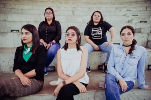 Wendy Delgado Fernández, Amanda Quijano and Bertha Deleón. Back row, Left to right:  Angélica Rivas and Keyla Cáceres. Photo by Carlos Barrera for VICE World News.