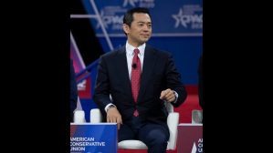 Jay Aeba of the Japanese Conservative Union speaks during Conservative Political Action Conference, CPAC 2020, at the National Harbor, in Oxon Hill, Md., Saturday, Feb. 29, 2020.